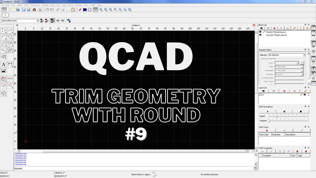 QCAD Обрезка геометрии с помощью скругления