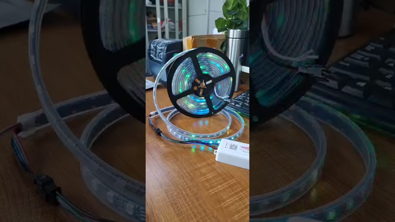ws2811 pixel led strip 20pixels 60leds Dc12V waterproof IP67 test by sp107e smart led controller
