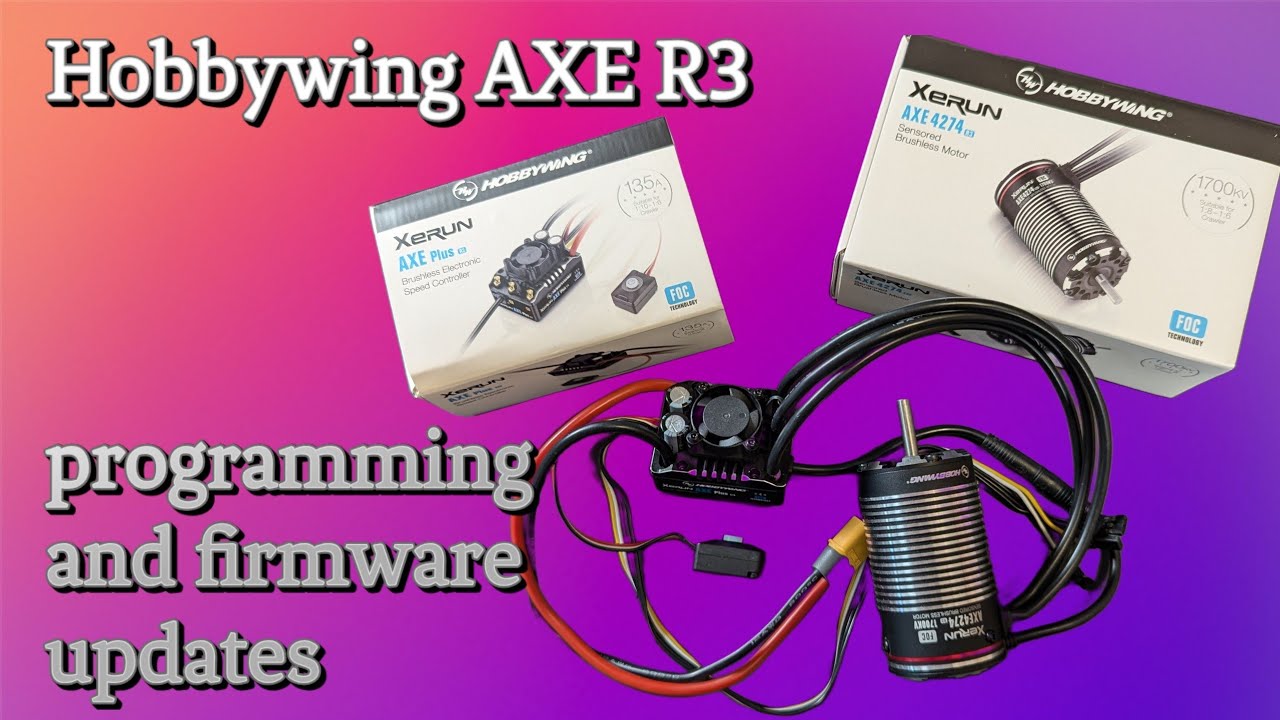 Hobbywing XERUN AXE R3 4274SD 1700kv Combo programming from phone app and firmware update check.