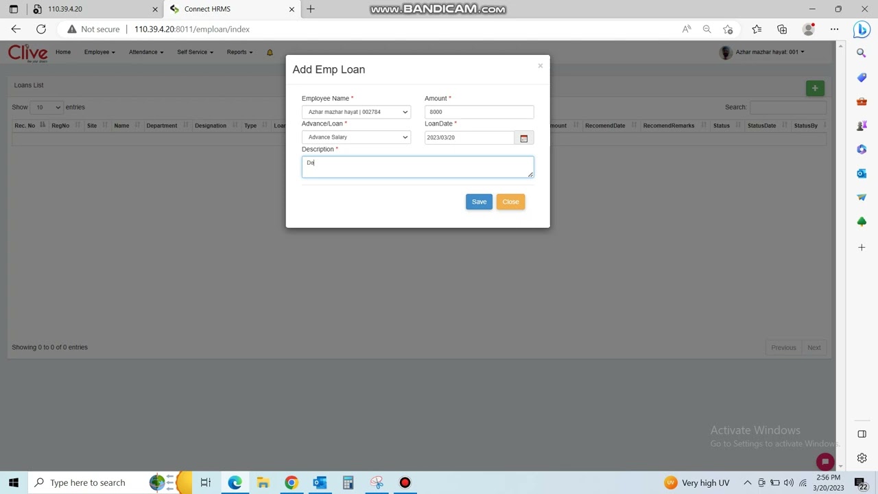 How to apply loan in HRMS