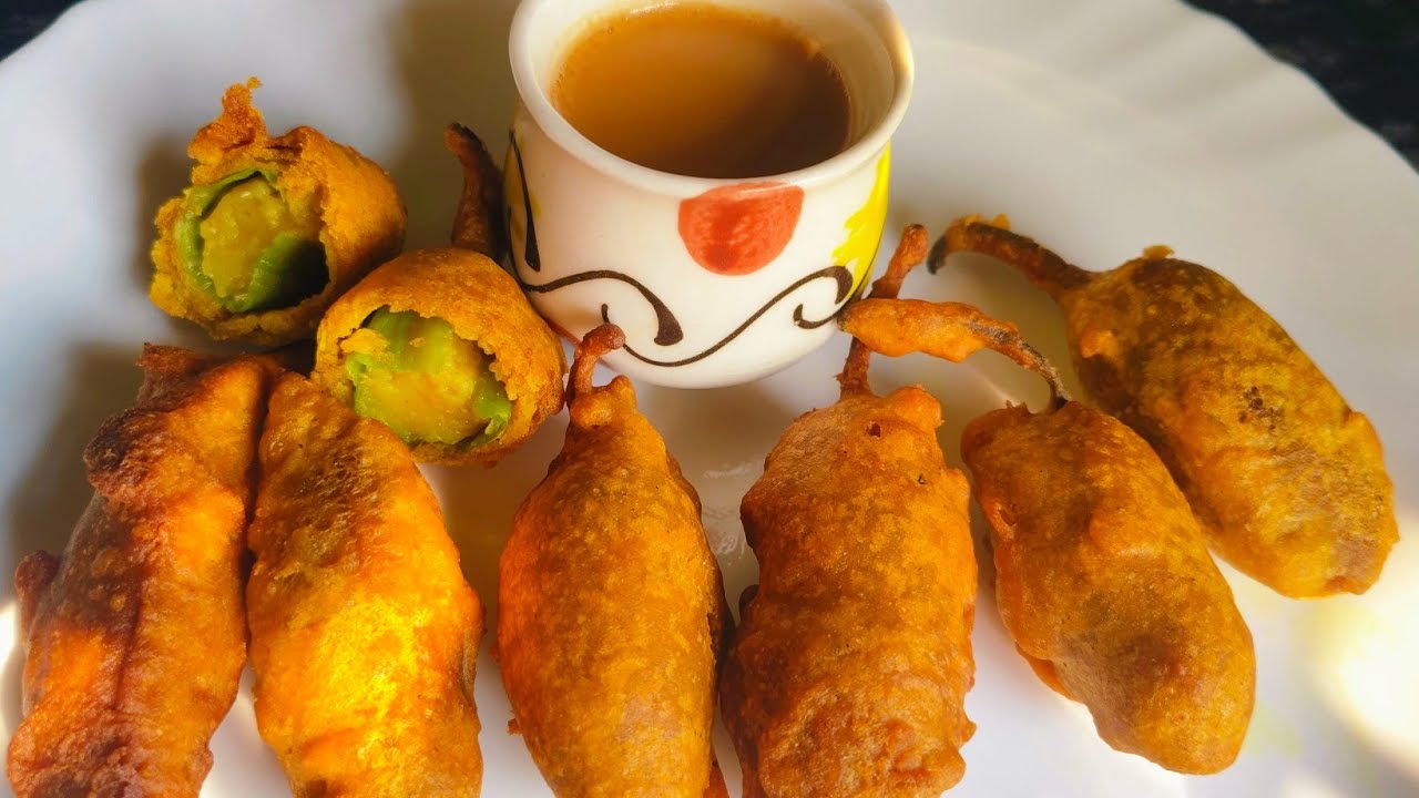 चटपटे आलु भरे मिर्ची के पकौड़े|Mirchi Vada Recipe|Mirchi Pakoda|Chilli Bhajiya|ठेले के मिर्ची पकोड़े