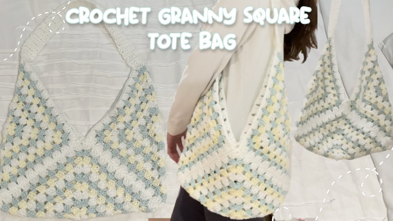 crochet granny square tote bag | beginner tutorial