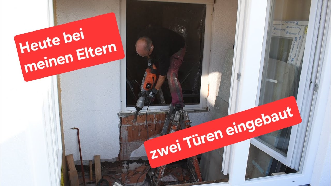 Ich baue mit meiner Truppe zwei Glastüren ein
