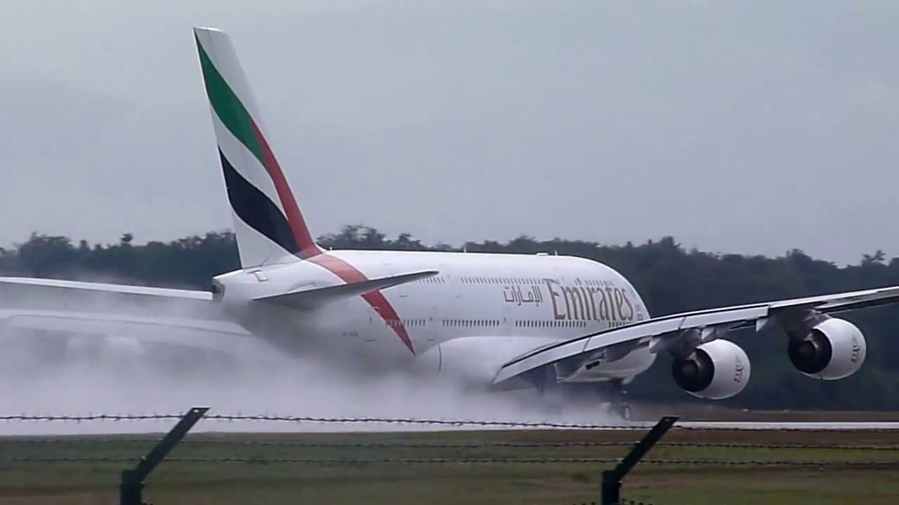 A388 Emirates takeoff at Frankfurt Airport