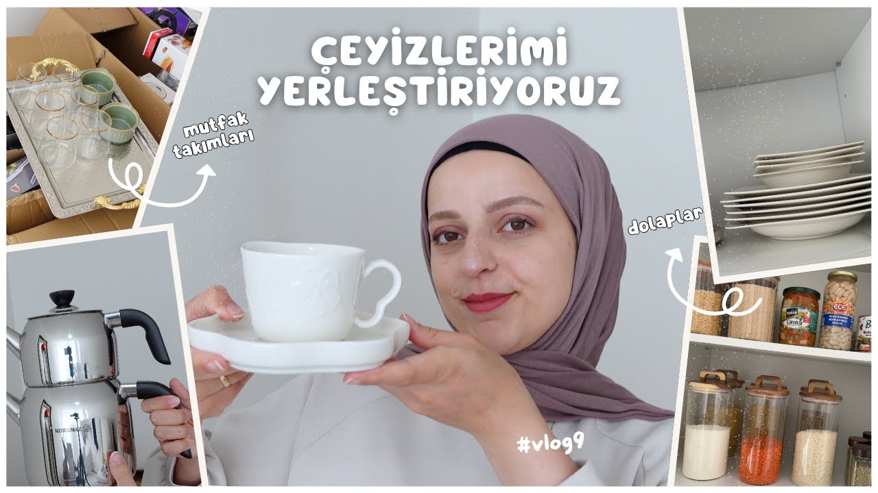 Çeyizlerimi yerleştiriyoruz 🏡🍽️🎀 | mutfak düzenim | tüm aldıklarım | #vlog9 #evlilik