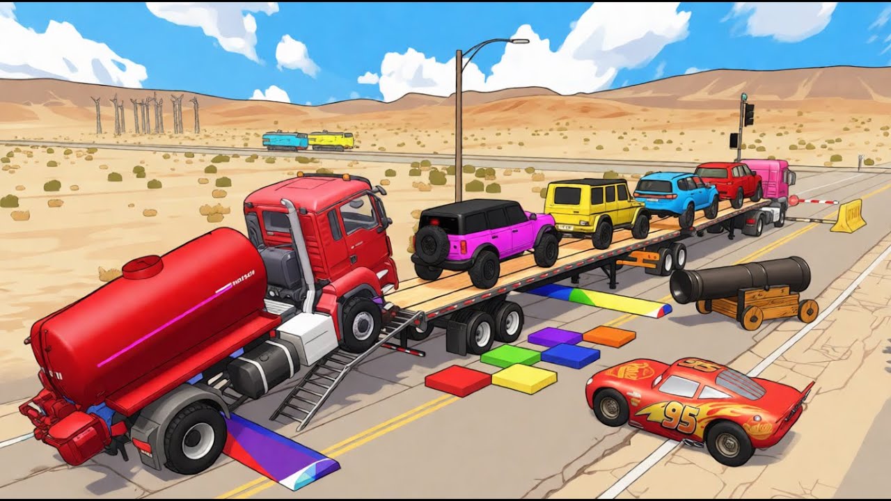 Flatbed Truck McQueen   Transportation with Truck   Pothole vs Car vs GiantSpinner #17 beamngdrive