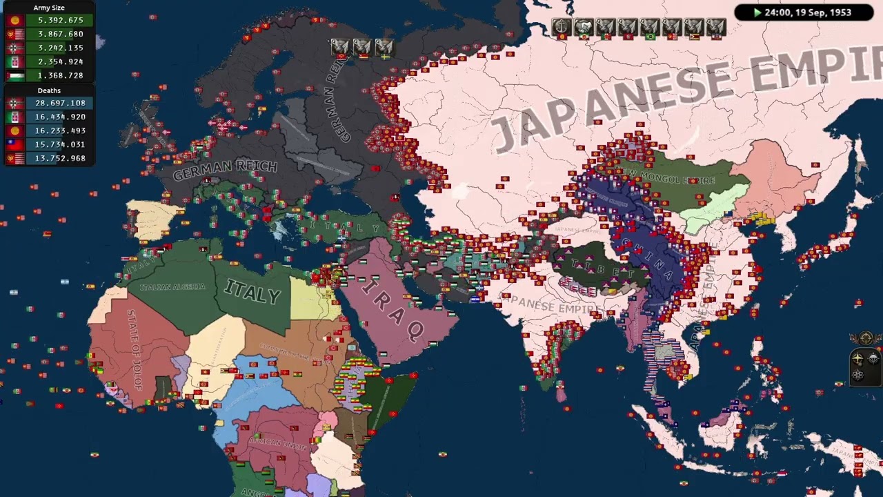 HOI4 AI Only Timelapse – 100 MILLION DEAD 💀 | Ahistorical Chaos