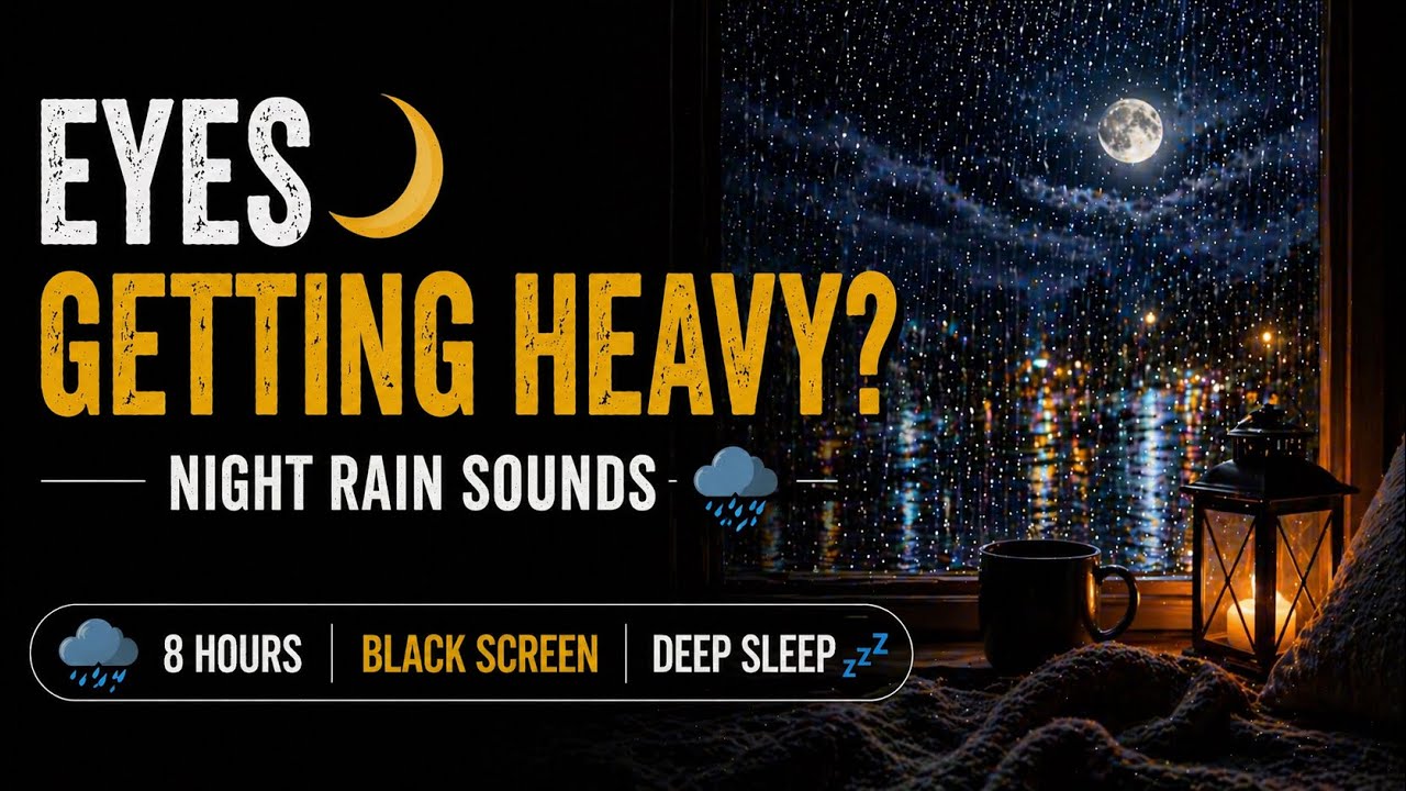Eyes Getting Heavy? 🌙 | Night Rain Sounds | 8 Hours | Black Screen