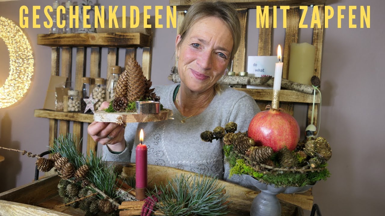 Last Minute DIY Geschenkideen mit Zapfen 🎄 ein Lichtlein brennt 🎄3 Mitbringsel & Tischdeko Ideen