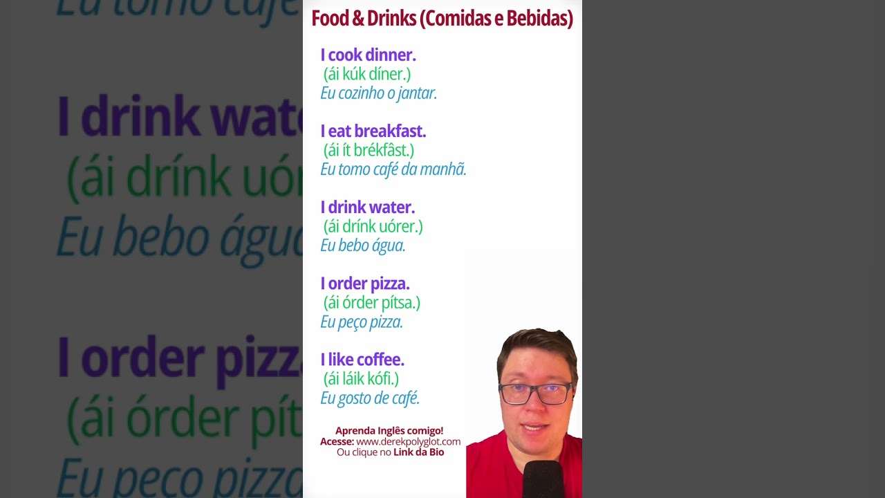 Comidas e bebidas (food & drinks) em Ingl&ecirc;s #ingles #falaringl&ecirc;s #aprenderingl&ecirc;s #inglesonline