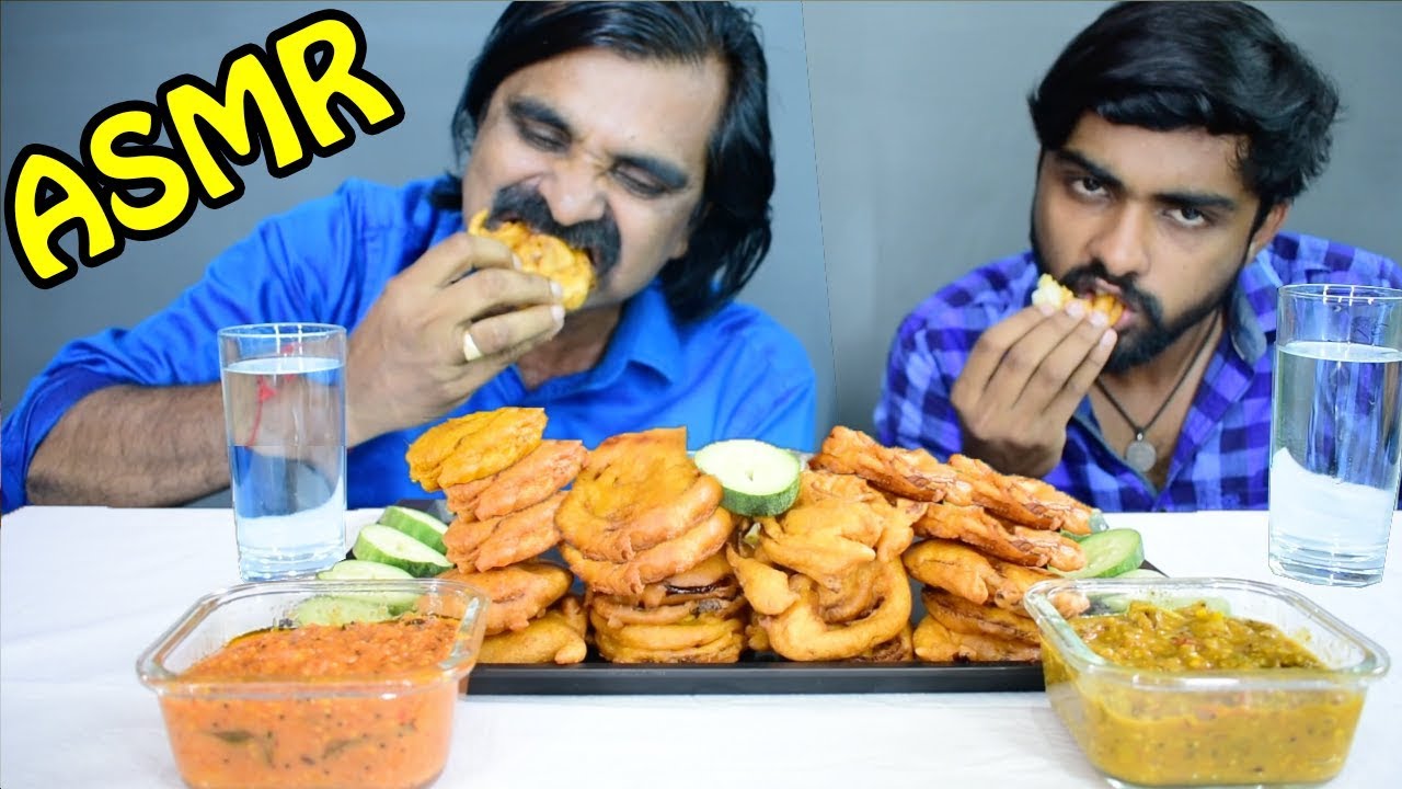 ASMR Crispy ONION BAJJI | ONION PAKORA EATING SOUNDS | INDIAN ASMR EATING SOUND |