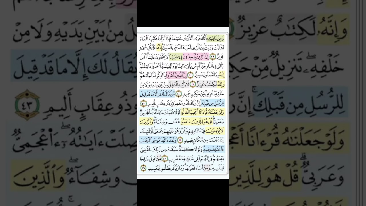 تربيط سوره فصلت من الايه37/48من الربع التانى