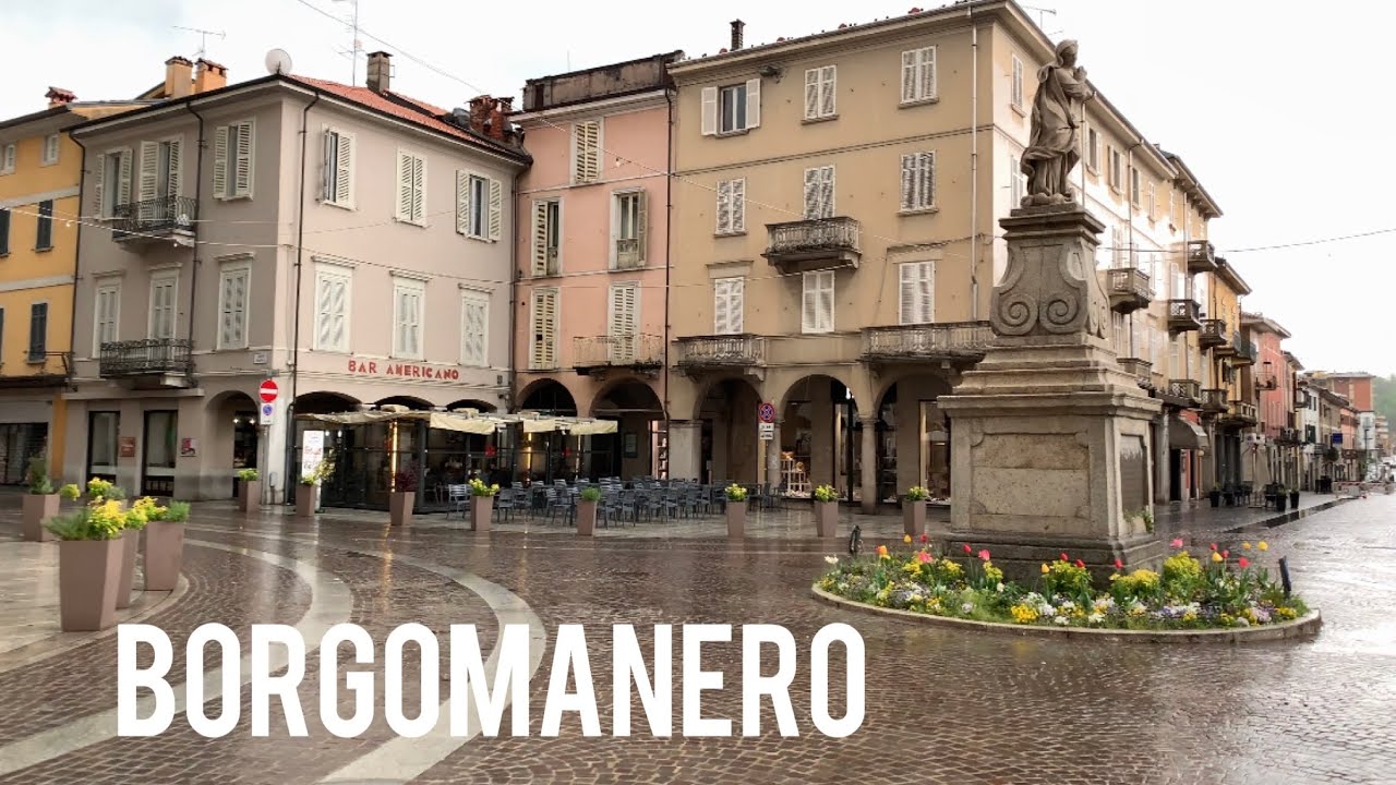 Borgomanero Novara Italy🇮🇹Virtual walking tour around the city under the rain with natural sounds.