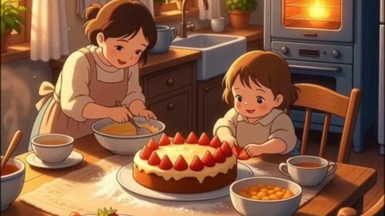 Ghibli style From Rainy Travel to Cozy Home | A Peaceful Family Evening Story#anime #aesthetic 