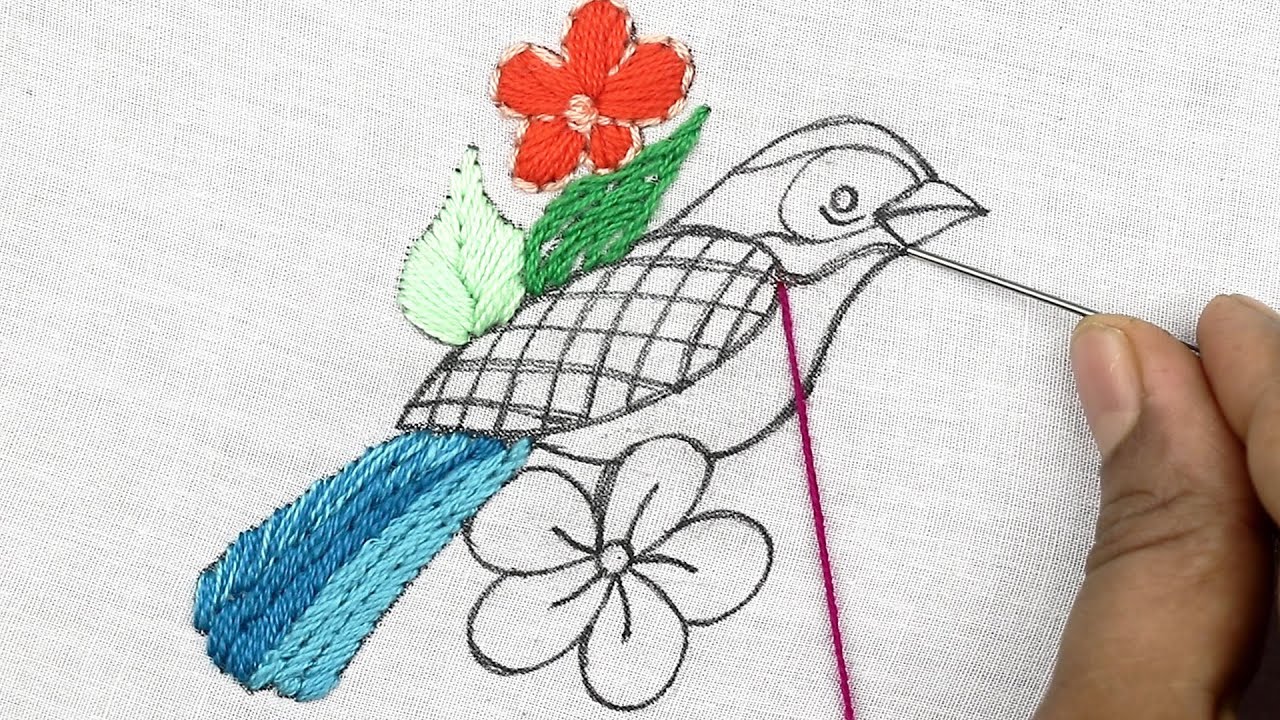 Very Excellent Art of Embroidery at Home - amazing bird embroidery design with very easy stitches