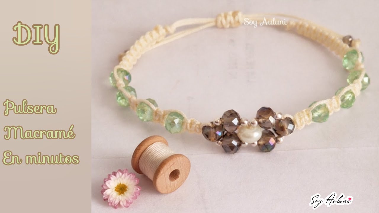 💎 Pulsera de Macramé con Cristales en MINUTOS | Tutorial Fácil y Rápido
