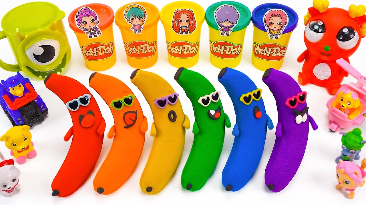 How to make Rainbow Clown Banana With Kinetic Sand Cutting ASMR 🌈 Kinetic Sand ASMR