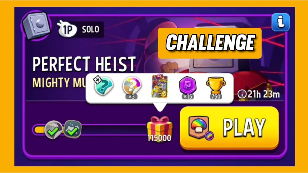 Mighty mushrooms solo challenge|115000 points|perfect heist|match masters
