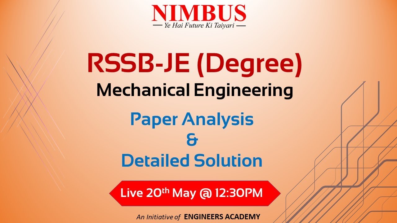 RSSB JE 2022 Paper Analysis & Detailed  Solution | Mechanical Engineering -Degree |  Paper Solution
