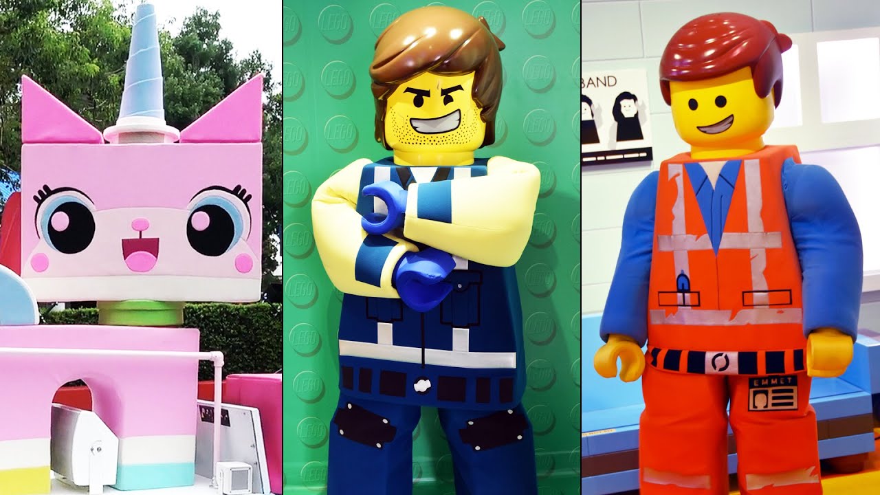 Рекс Дэнжервест, Люси, Эммит, Бенни и Юникитти встречаются на LEGO Movie (World) Days в LEGOLAND ...