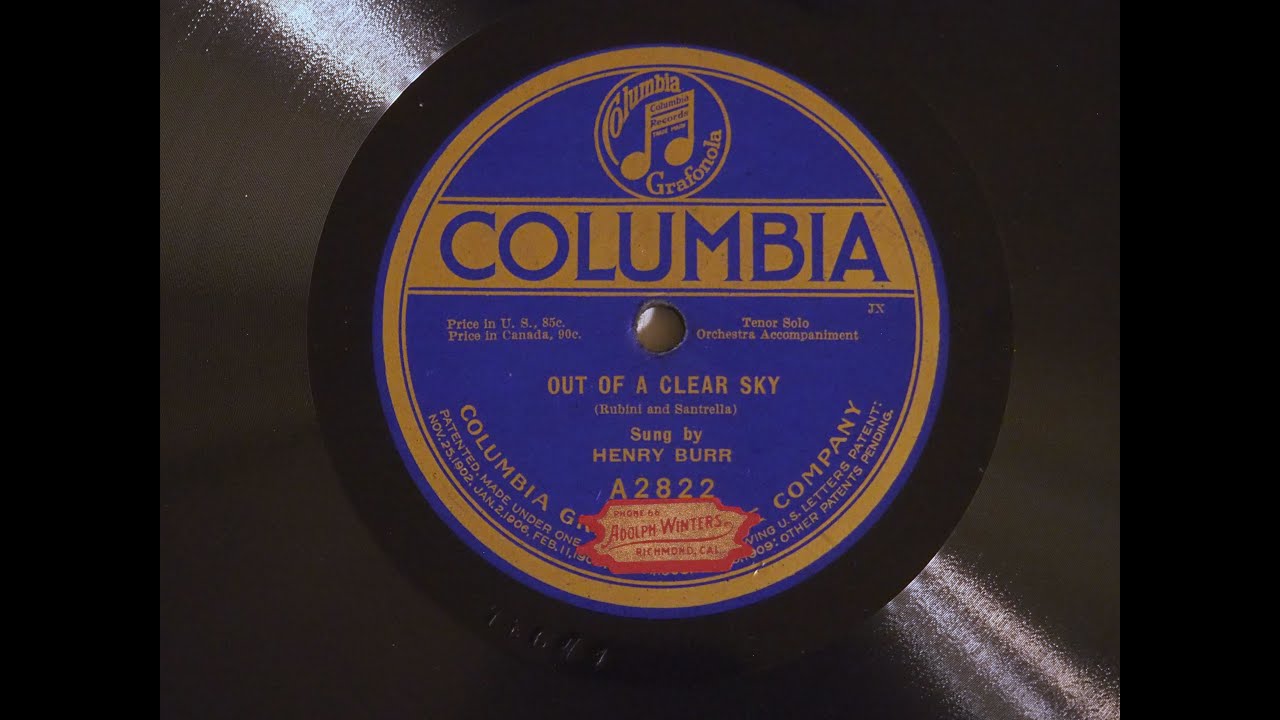 Out of a Clear Sky - Henry Burr (1919)
