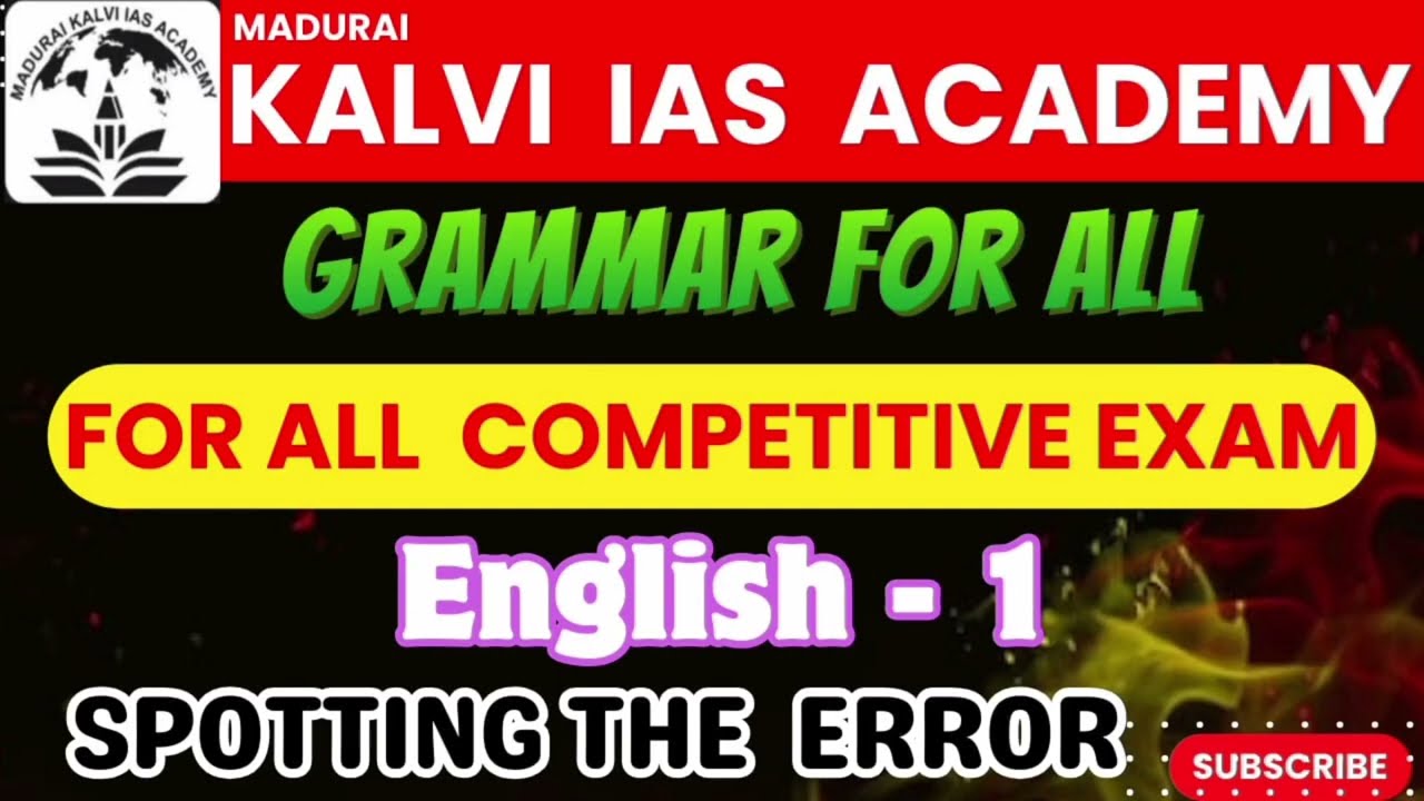 Spotting the Error 🎯(Part:1) English Grammar For All Competitive Exam✅📚@kalviiasacademy 