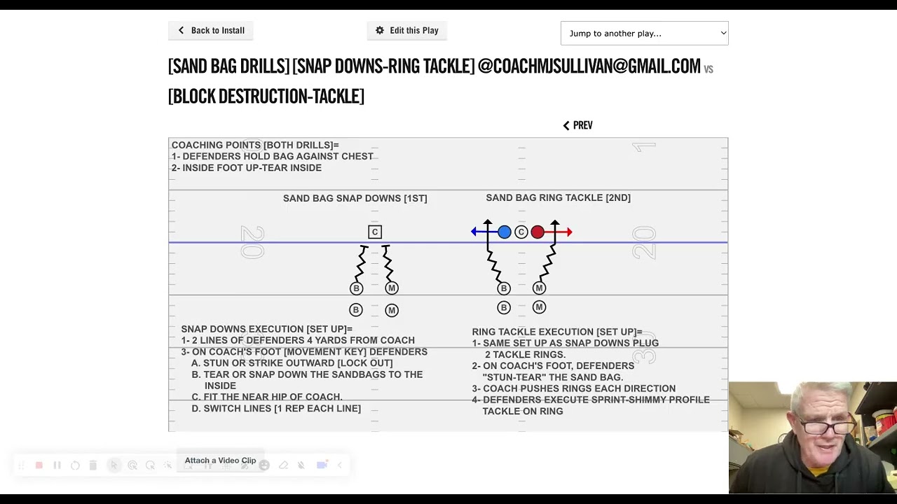 Sand Bag Drills [Snap Downs/Ring Tackle]