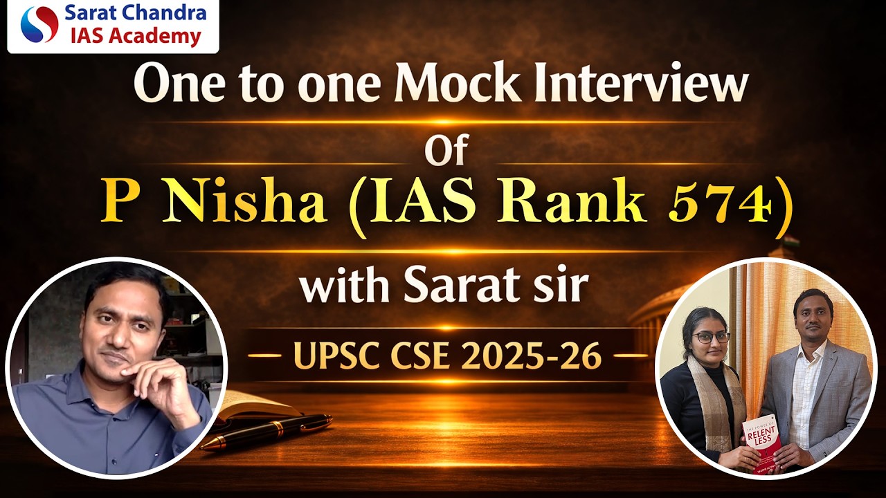 P. Nisha (IAS Rank 574) One-on-One Mock Interview with Sarat Sir | Sarat Chandra IAS Academy