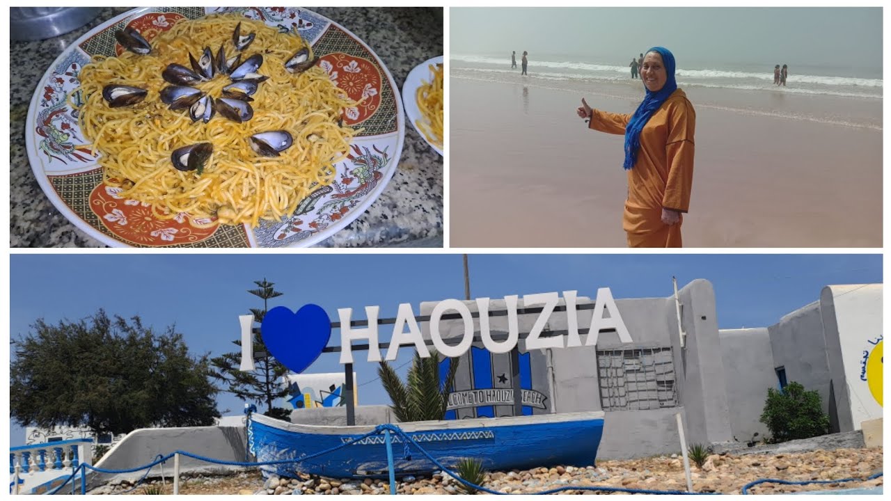 شاطئ الحوزية الجميل، فين جمعنا بوزروك ووجدنا به سباكيتي للعشاء 🍝🦪El haouzia Beach
