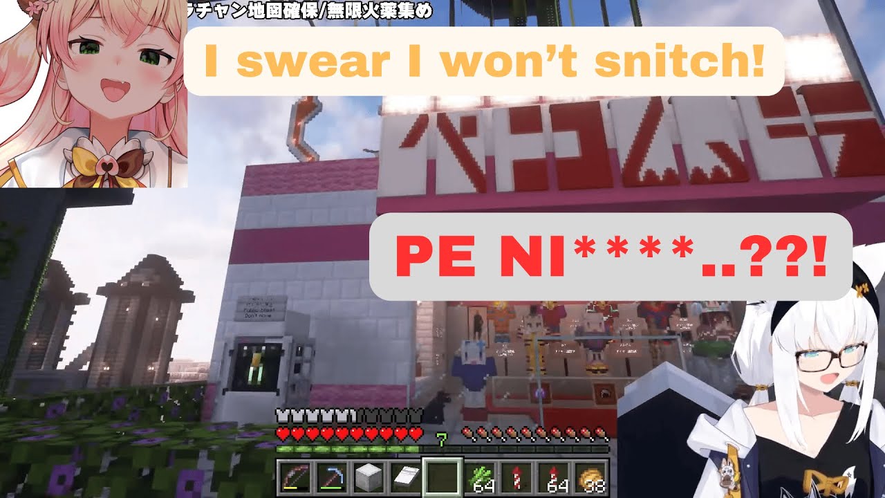 Nenechi snitch on Fubuchan on Pekora's new signboard [Hololive] [Minecraft]
