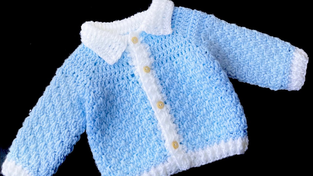 CROCHET PATTERN Thomas Cardigan sweater to match crochet baby blanket in VARIOUS SIZES and EASY
