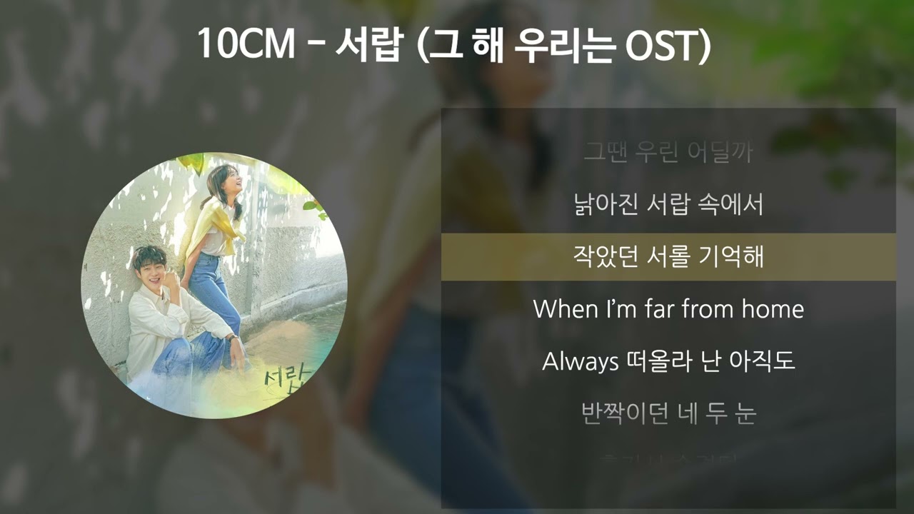 10CM - 서랍 [그 해 우리는 OST] [가사/Lyrics]