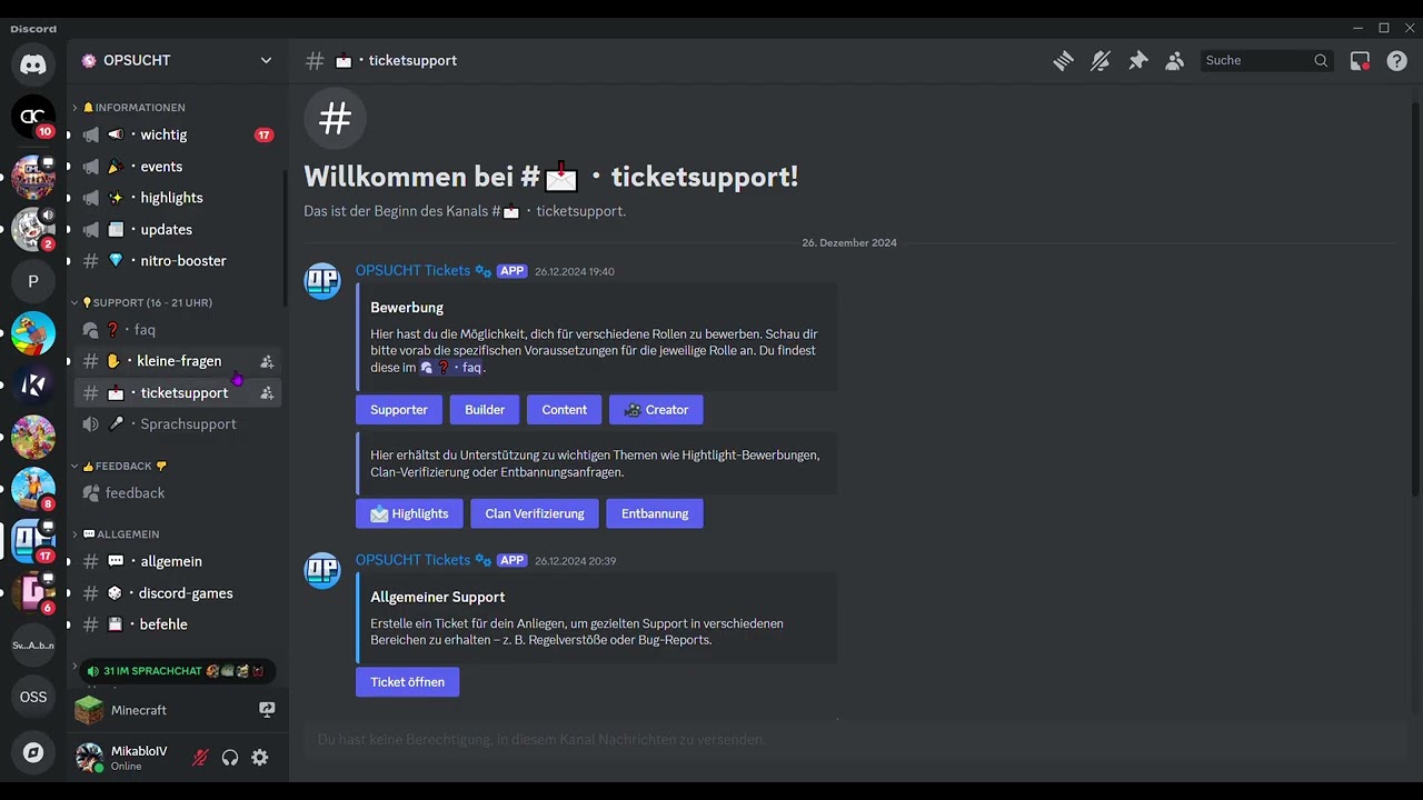 Tutorial | OPSucht Support-Ticket er&ouml;ffnen |