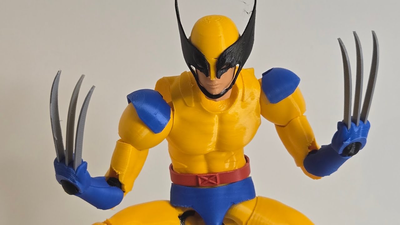 3D printed articulated wolverine action figure assembly