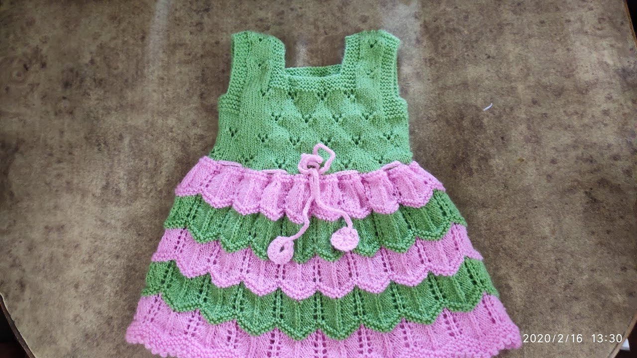 Two Colour frock knitting ( 03 to 3.5 yrs baby)#249