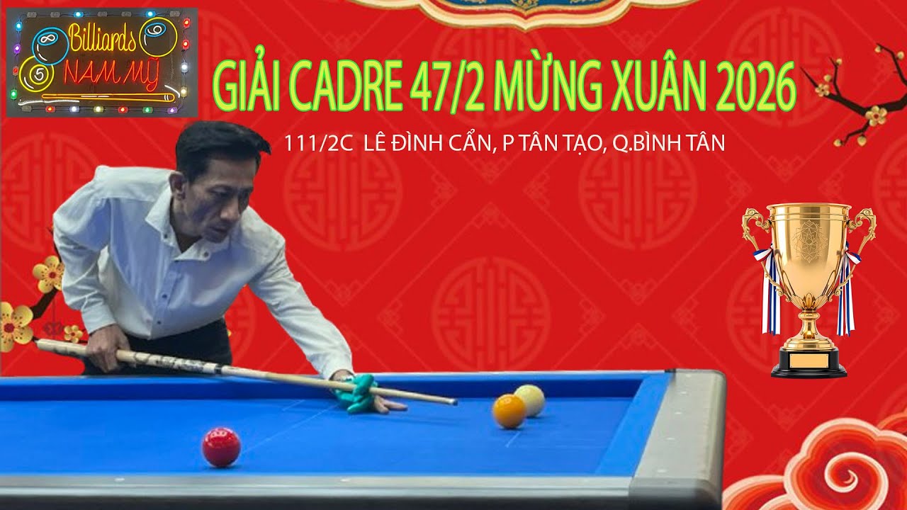 CHUNG KẾT - KIM SƠN (PT VŨ LX) VS QUANG HỘI (GIA KHÁNH) - GIẢI CADRE 47/2  CUP NAM MỸ 2026