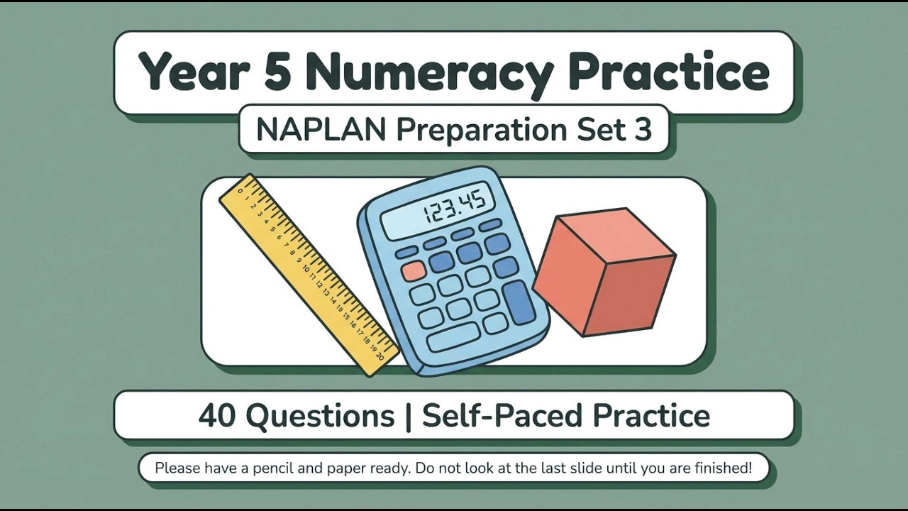 NAPLAN Year 5  Numeracy Practice - 40 Questions + Answers 📐✏️: Fractions, Money, Time & Geometry