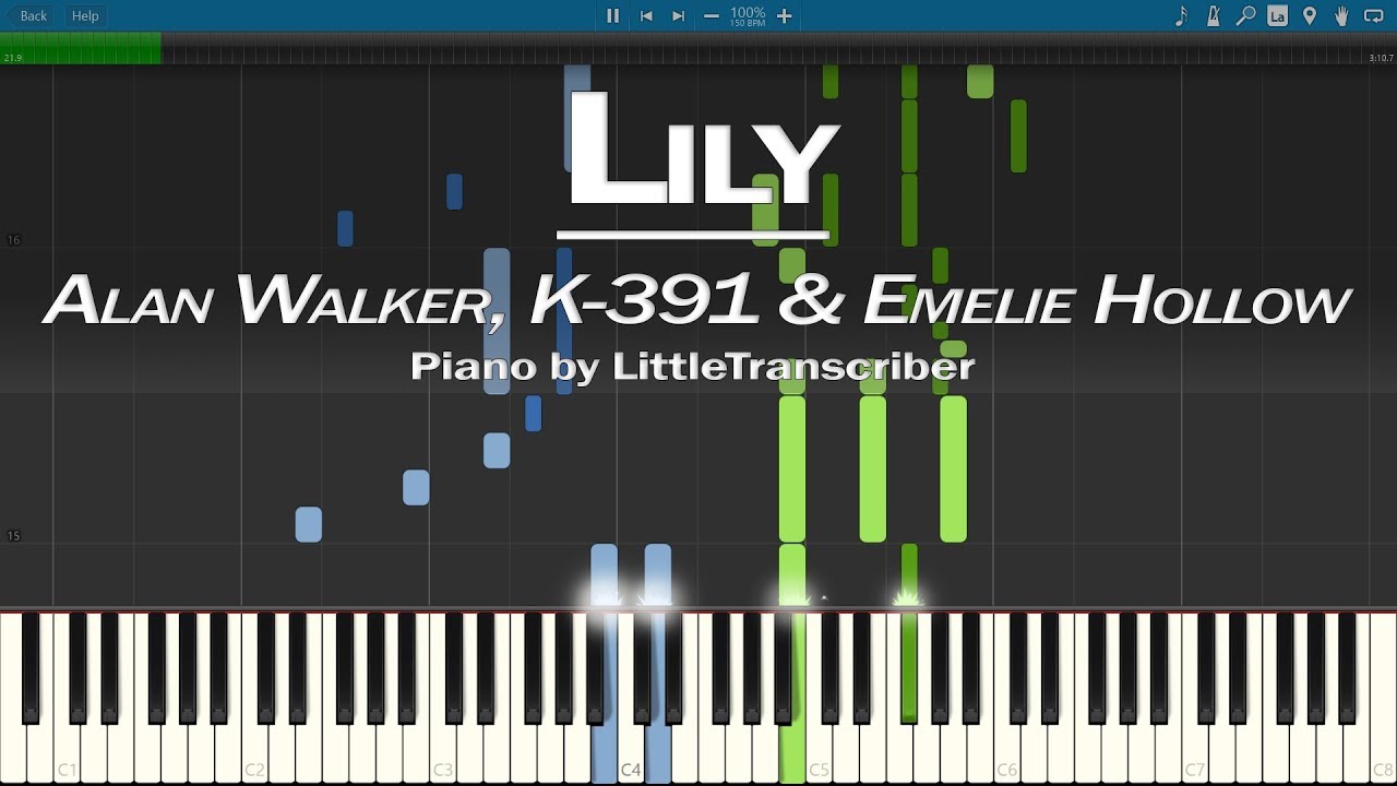 Alan Walker, K-391 & Emelie Hollow - Lily (Piano Cover) Synthesia Tutorial by LittleTranscriber