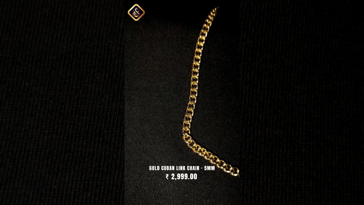 Gold Cuban Link Chain - 5mm (14k Gold-Plating) Anti-Tarnish - ₹ 2,999.00 