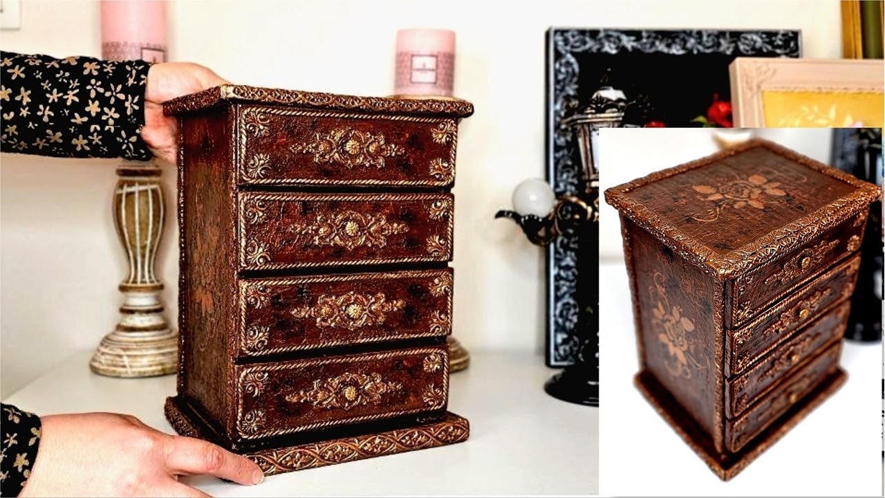 How to make a mini chest of drawers out of cardboard /DIY tutorial
