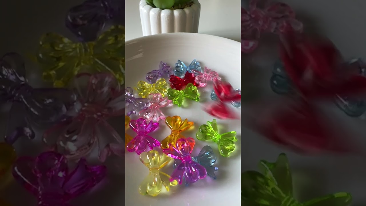 Cute Transparent Bow Beads mix colors for Diy beading Jewelry.