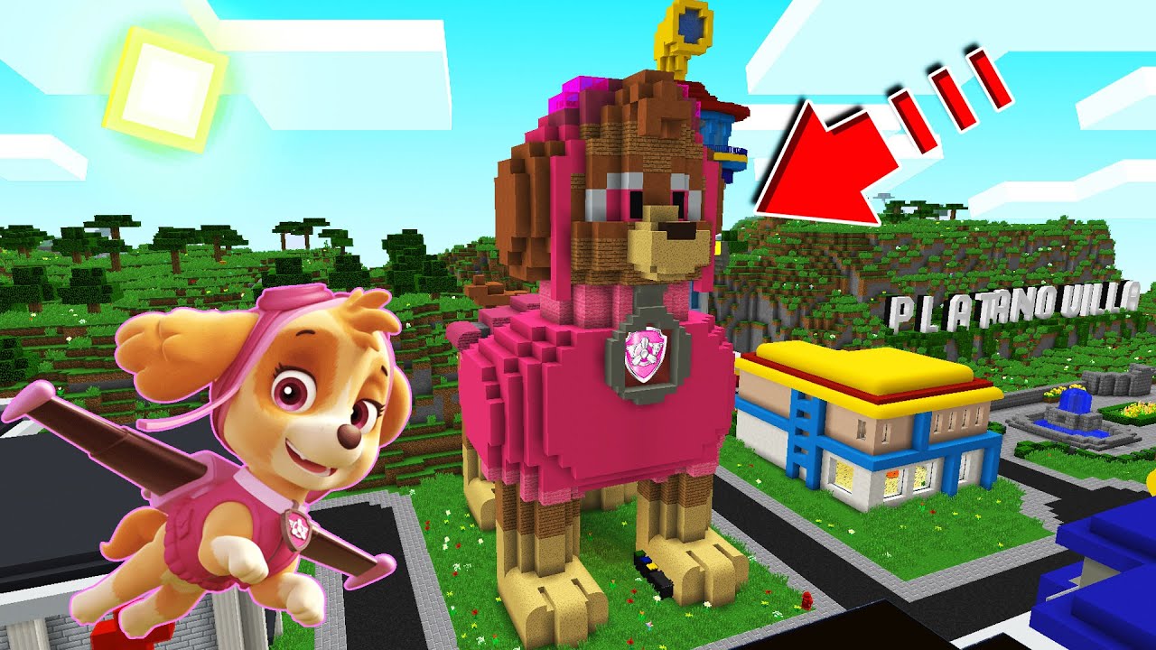 APARECE LA ESTATUA DE SKYE DE PAW PATROL EN MINECRAFT 😍