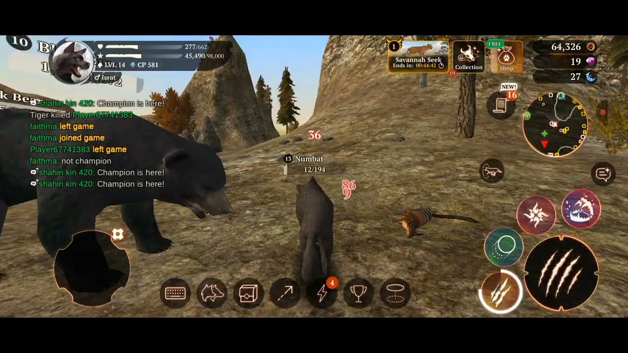 The Wolf || satisfying grind in Tropical Forest || level 14 vs Tiger & Bull part -1
