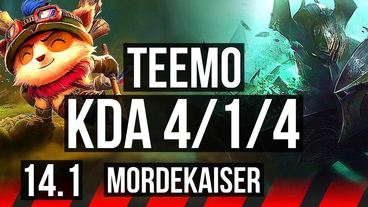 TEEMO vs MORDEKAISER (TOP) | 4/1/4, 500+ games | BR Master | 14.1