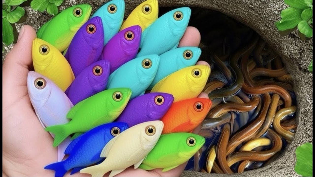 Catch beautiful aquarium fish in small pond, koi, eel, crabs, betta fish