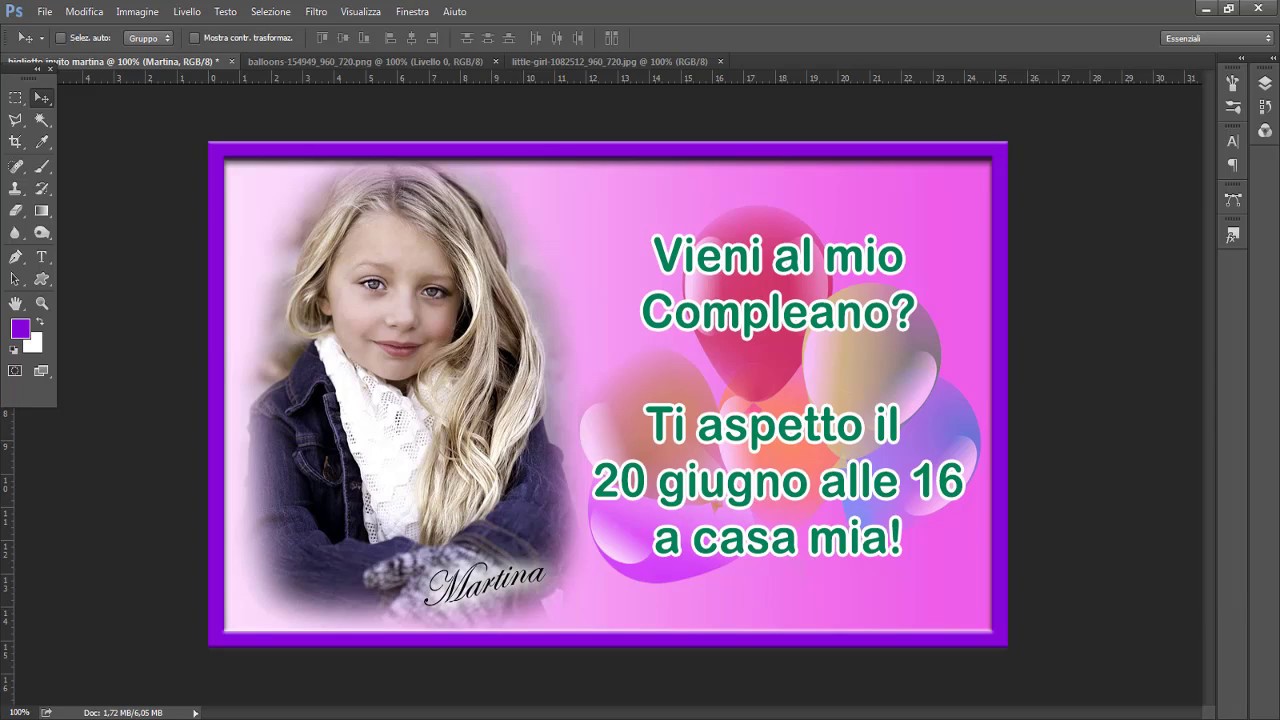 Come Creare un Invito di Compleanno con Photoshop da inviare tramite whatsapp