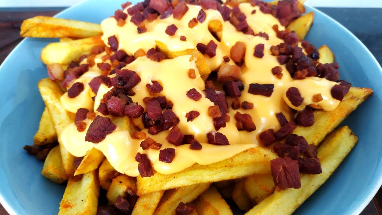 Como fazer batata frita com cheddar cremoso e bacon | MÃOS GOURMET