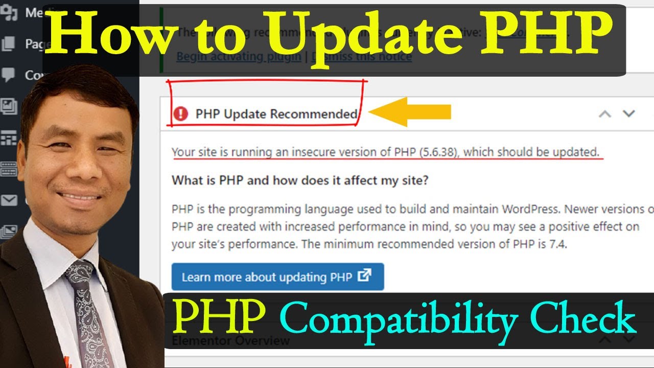 How to update PHP version and PHP compatibility check in WordPress
