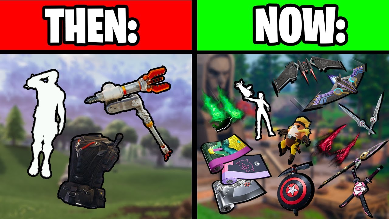 Эволюция бесплатных косметических предметов боевого пропуска Fortnite