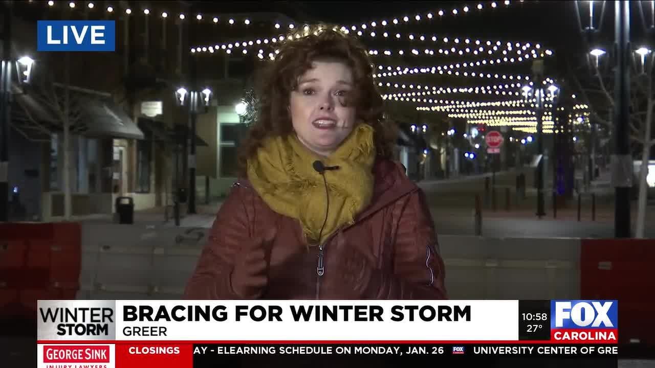 Live look from Greer as winter weather sets in overnight